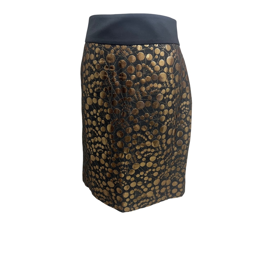 The Limited Skirt Womens Pencil Gold Metallic Foil Dot Black Sz 8 Holiday Party